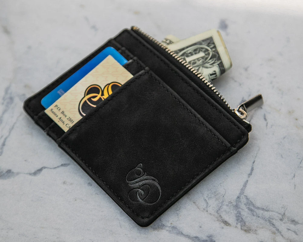 Zipper Card Holder Wallet - Black 5 Zipper Card Holder Wallet - Black - Image 3