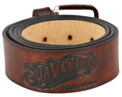 OG Script Leather Belt - Antique Brown -Personal Care Products suavecito leather belt stained back