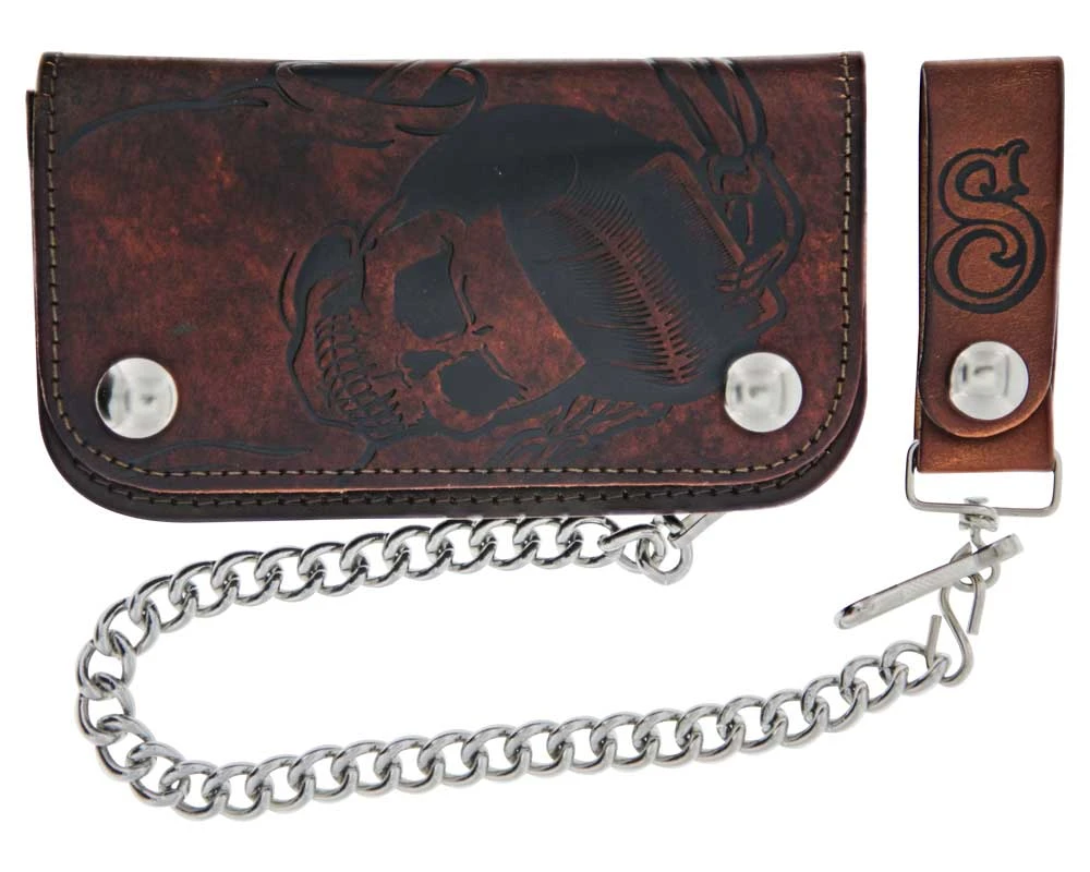 Skeleton Chained Biker Wallet - Antique Brown 3 Skeleton Chained Biker Wallet - Antique Brown